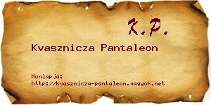 Kvasznicza Pantaleon névjegykártya